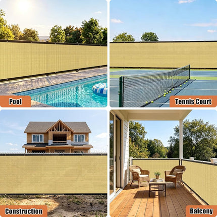 Kanagawa Privacy Screen Fence 5 x 50ft, 90% Blockage Screen, Sand