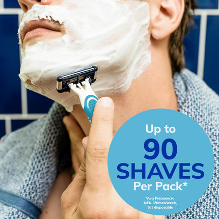 Maquinillas de afeitar desechables para hombre BIC EasyRinse Sensitive Anti-Obstrucción, clínicamente probadas para piel sensible, maquinillas de afeitar con 4 hojas, 6 unidades