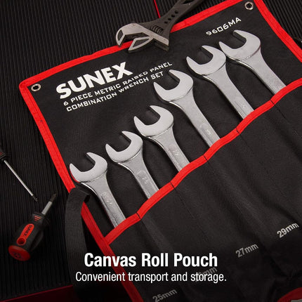 Sunex 9606MA 6 Piece Raised Panel Combination Wrench Set (Raised Panel) CRV