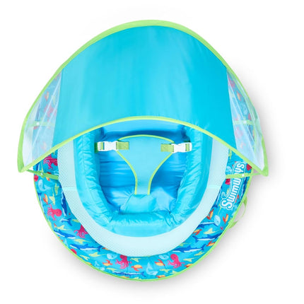 Swimways Premium Infant Spring Float, Travel-Friendly Inflatable Baby Pool Float with Sun Canopy for Infants 3-9 Months