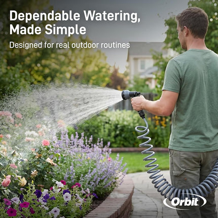 Orbit 26382 Coil Garden Hose, Gray, 25'