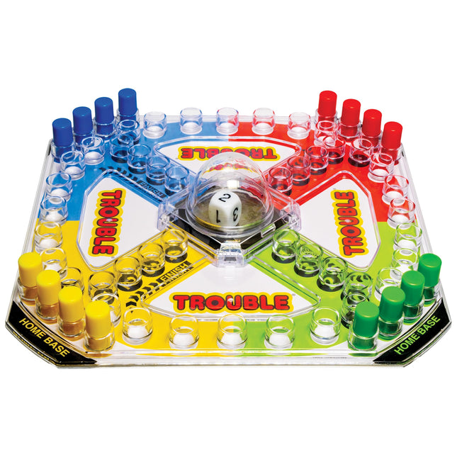Juegos USA Winning Moves Classic Trouble con ilustraciones retro y lanzador Pop-o-Matic, diseñado para niños, a partir de 5 años, perfecto para una actividad interactiva en interiores (1176)