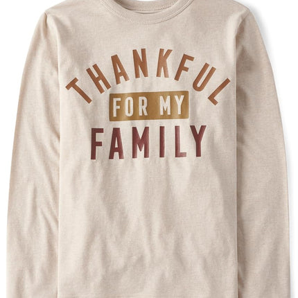The Children's Place T-shirt graphique de Thanksgiving à manches longues pour bébé garçon, « Thankful Family », 3TG