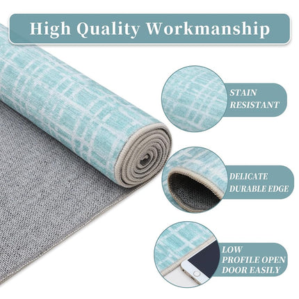 GarveeHome Modern Mint 10x13 Faux Wool Low Pile Plaid Accent Area Rug for Living Room, Bedroom, Nursery, Office