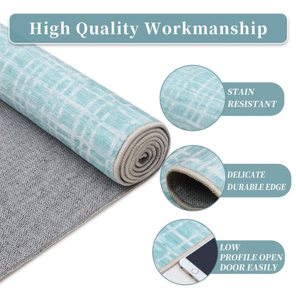 GarveeHome Modern Mint 10x13 Faux Wool Low Pile Plaid Accent Area Rug for Living Room, Bedroom, Nursery, Office