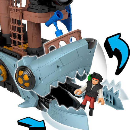 Imaginext Shark Bite Pirate Ship Playset, 2 Action Figures & Toy Boat