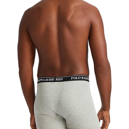 POLO RALPH LAUREN Men's Classic Fit Cotton Boxer Briefs, Trunks & Long Leg Available, 3-Pack, Andover Heather/Madison Heather/Black, XL