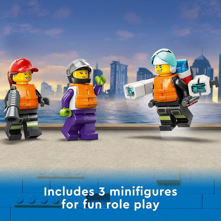 LEGO City Fire Rescue Boat Toy for 5+ Year Old Boys & Girls, Building Set with a Floating Toy Boat and 3 Firefighter Minifigures, Kids' Construction Toys, Birthday Treat 60373