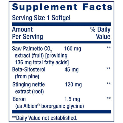Life Extension Saw Palmetto Nettle Root with Beta-Sitosterol Softgels, 60 Count