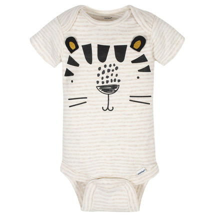 Gerber Baby Boys' 8-Pack Short Sleeve Onesies Bodysuits, Tiger Green, 12 Months