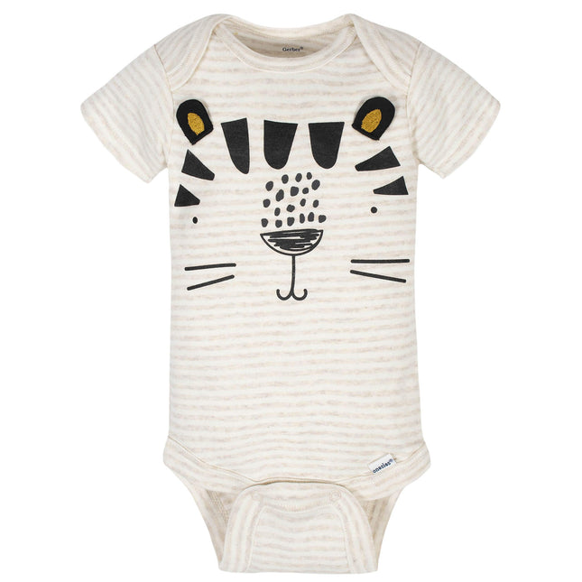 Gerber Baby Boys' 8-Pack Short Sleeve Onesies Bodysuits, Tiger Green, 12 Months