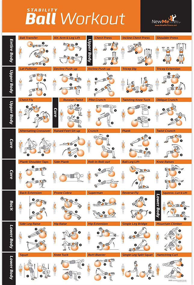NewMe Fitness Workout Posters for Home Gym, Stabil