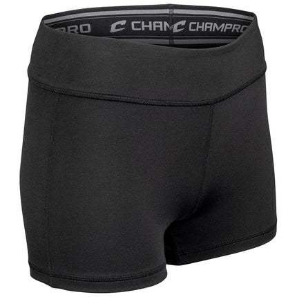 Short de Volleyball de Compression Champro pour Filles, Entrejambe de 7,6 cm, Noir, Petit
