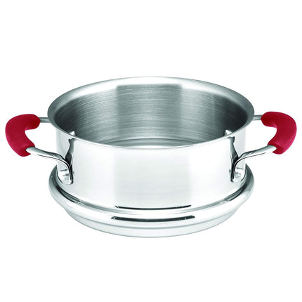 Juego de olla múltiple Rachael Ray Cucina de esmalte duro antiadherente con tapa y vaporera, 2.8 litros, rojo arándano