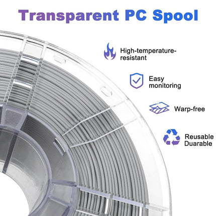 YXPOLYER PLA Filament Food Grade 1.75mm 1kg for 3D Printing, PLA+ 3D Printer Filament with Transparent AMS-Compatible Filament Spool, Cool Gray