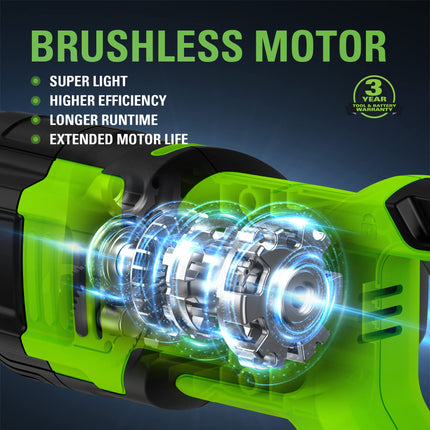 Sierra de sable inalámbrica sin escobillas Greenworks 24V (1-1/8") (2,700 SPM), batería USB de 4.0Ah y cargador incluidos