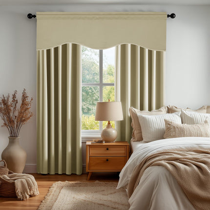 Deconovo Solid Color Rod Pocket Curtains Blackout Curtains Blackout Valance Scalloped Valance for Living Room 42x18 Inch Dark Red 1 Panel
