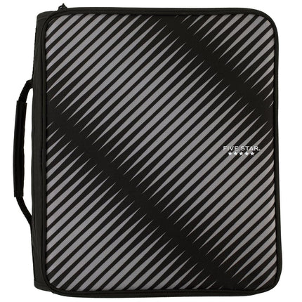 Five Star Zipper Binder, 2 Inch 3-Ring Binder for School, 6 Pocket Expanding File, 380 Sheet Capacity, Black (72536)