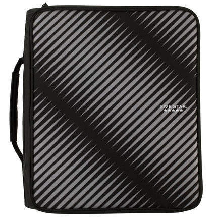 Five Star Zipper Binder, 2 Inch 3-Ring Binder for School, 6 Pocket Expanding File, 380 Sheet Capacity, Black (72536)
