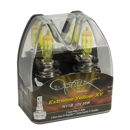 Hella H71071552 Focos halógenos amarillos de xenón H11B serie Optilux XY, 12V, 55W, paquete de 2