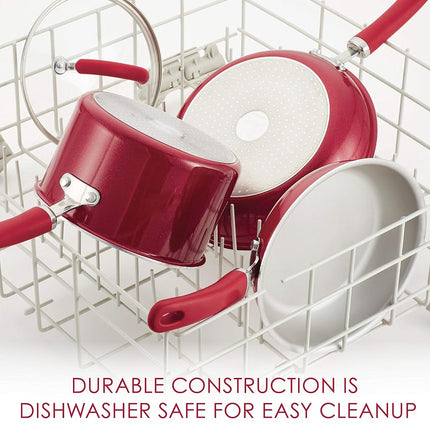 Rachael Ray 12158 Ensemble de cuisson vapeur en aluminium 3 pièces, rouge scintillant