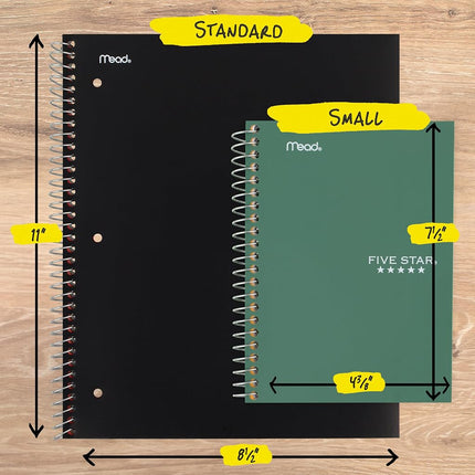 Five Star Spiral Notebook, 1 Subject, College Ruled Paper, Personal Size, 4-3/8" x 7", 80 Sheets, Fights Ink Bleed, Water Resistant Cover, Seaglass Green (450048CH1-ECM)