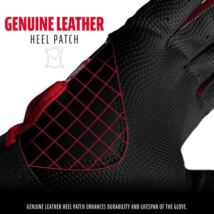 Guantes de Bateo de Béisbol Franklin Sports MLB Digitek - Gris/Rojo Digi - Juvenil Grande
