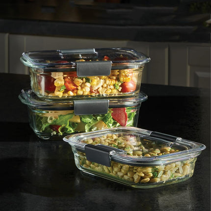 Rubbermaid Brilliance Glass Storage Set of 9 Food Containers with Lids (18 Pieces Total)