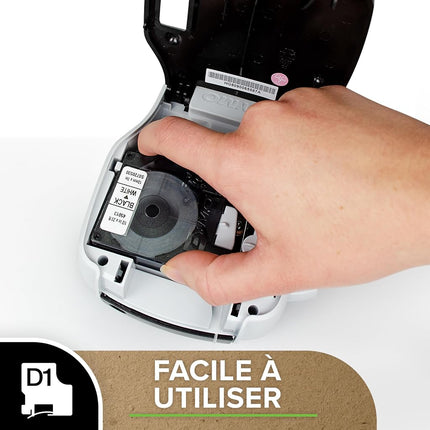 DYMO Authentic D1 Durable Labels | White Print on Black Tape | 12 mm x 3 m | Labelling Tape for LabelManager Label Makers