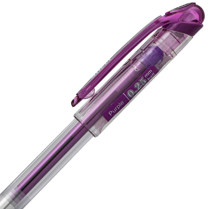 Stylo Gel Pentel Arts Slicci 0,25 mm, Pointe Extra Fine, Encre Violette, Boîte de 12 (BG202-V)