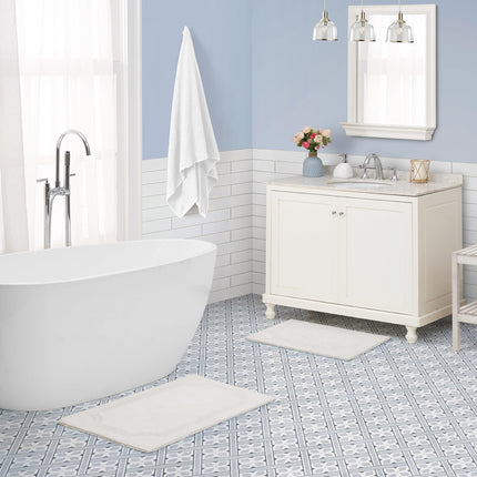 Laura Ashley Bath Rug - Reversible Cotton Bath Mat | Premium Bathroom D�cor | Machine Washable Bathroom Rug |Highly Absorbent | Ivory, 17"x24"/20"x32" 2-Piece Set