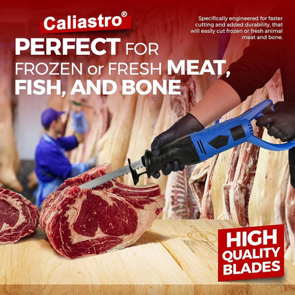 12-Inch Stainless Steel Frozen Meat Bone Cutting Saw Blades for Reciprocating and Sawzall Saws - 5 Pack - Caliastro