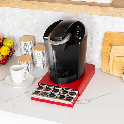 Cajón organizador de cápsulas de café individuales Mind Reader, capacidad para 30 cápsulas, organizador de encimera, 26.7L x 32.4W x 6.4H cm, rojo