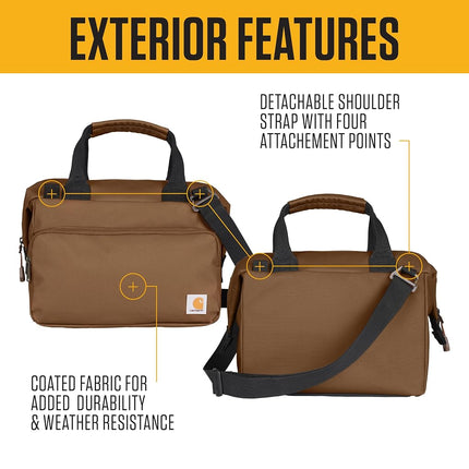 Carhartt Thick Foam Fully Insulated Cold Front Coolers, Premium Ice Retention, Durable Water Resistant Material W/Front Zippered Pocket, Lunch Cooler, Bluestone