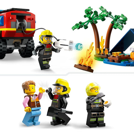 LEGO City 4x4 Fire Engine with Rescue Boat Building Toys for 5 Plus Year Old Boys & Girls, Imaginative Play Set Includes a Dinghy, Trailer, Tent, Camper and 2 Firefighter Minifigures, Gift Idea 60412