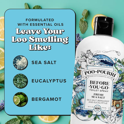 Poo-Pourri Before-You-Go Toilet Spray Refill, Fresh Sea Salt, 16 Fl Oz