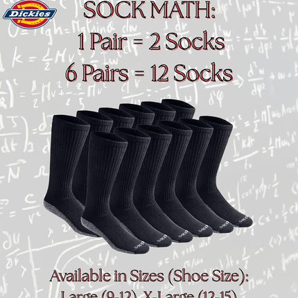 Dickies Men's Dickies Men's Multi-pack Dri-tech Moisture Control Crew Casual Sock, Black (6 Pairs), L UK