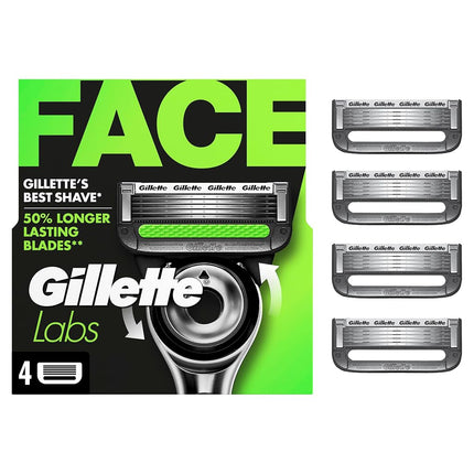 Gillette Labs Mens Razor Blade Refills Compatible with Gillette Labs Razors - 4 Cartridges With Exfoliating Bar