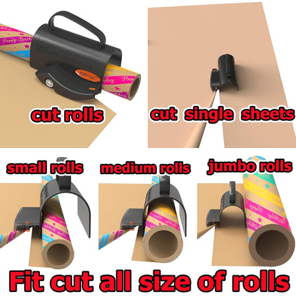 PERFYCUT Wrapping Paper Cutter with 3 Replaceable Blade Sets for Birthday Paper Gift Wrapping Paper Roll Cutter and Christmas Wrapping Paper Cutter Tool Tube Holder Dispenser Slidding Trimmer Slicer.