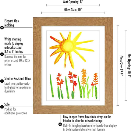 Americanflat Kids Artwork Display Frame Changeable (Dark Oak) - Magnetic Door Holds 100 Art Pieces - A4 Size Display with Mount or 10x12.5 Without Mount - My Mini Masterpiece
