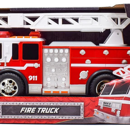 Maxx Action Large Fire Truck – Lights and Sounds Vehicle with Extendable Ladder | Motorized Drive and Soft Grip Tires | Firetruck Toys for Kids 3-8 – Sunny Days Entertainment