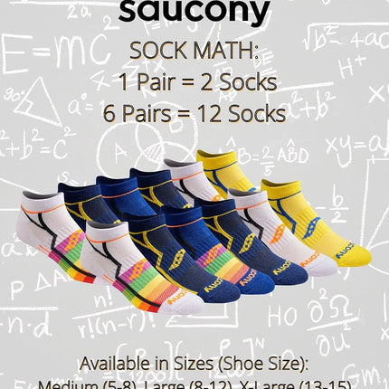 Saucony Men's Multi-pack Bolt Performance Comfort Fit No-Show Socks