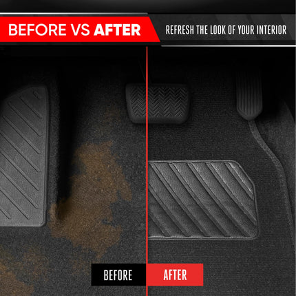 Motor Trend SpeedSeries Carpet Car Floor Mats Set - Versatile Fit for Cars, Trucks, SUVs, Vans Black Trim Racing Design Car Mat Full Set Tapetes para Carro - Set of 4, Black Cars Carpet Mats