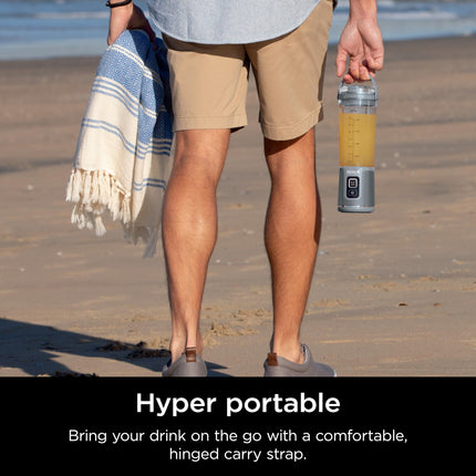 Batidora Portátil Ninja Blast y Accesorios, Inalámbrica, Vaso de 530 ml, Batidora Personal para Batidos y Smoothies, Tapa Antiderrames y Boquilla para Beber, Cable USB-C, Piezas Aptas para Lavavajillas, Sin BPA, Gris, CL155AGY