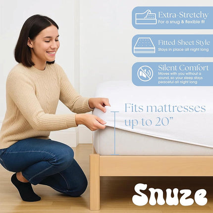 Protège-matelas éponge Snuze – Grand Lit, Housse Imperméable – Doux, Respirant, Lavable en Machine, Convient aux Matelas Jusqu'à 50 cm d'Épaisseur