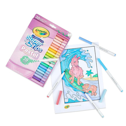 CRAYOLA Pastel SuperTips, 20 Washable Coloured Pens for Kids Age 3+