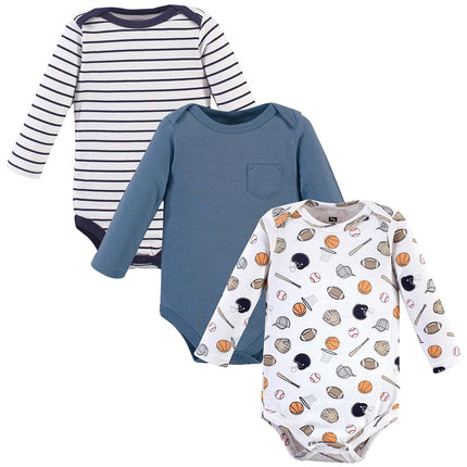 Hudson Baby Grenouillères unisexe en coton à manches longues, sport basique, 0-3 mois