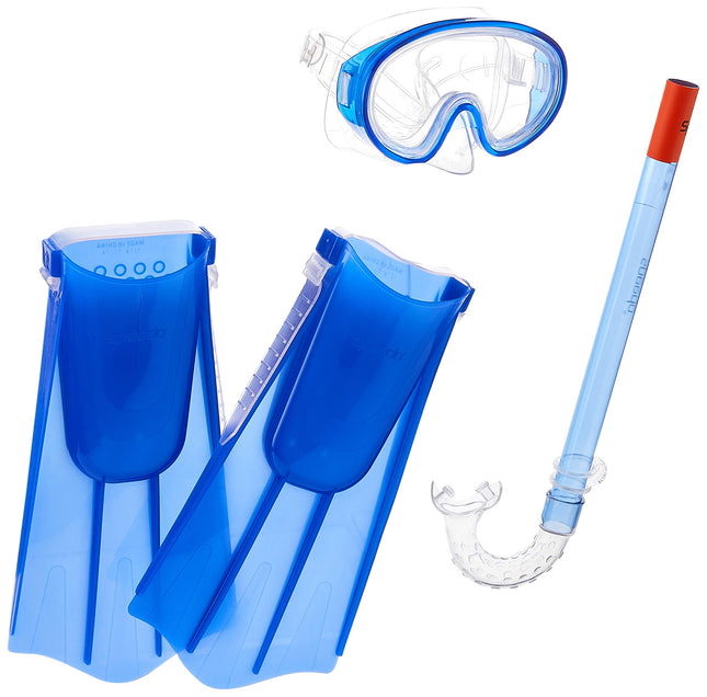 Speedo Kid's Aqua Quest Mask/Snorkel/Fin Set, Blue