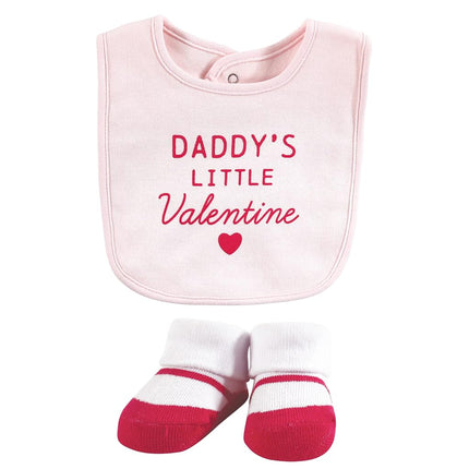 Hudson Baby Unisex Baby Cotton Bib and Sock Set, Be Mine Valentine, One Size