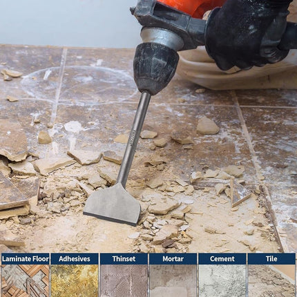 Firecore 2Pcs SDS Plus Chisel 3-inch Wide Cranked Angled Bent Tile Removal Chisel Tool (3''X10'') FS18310, (‎FS18310)